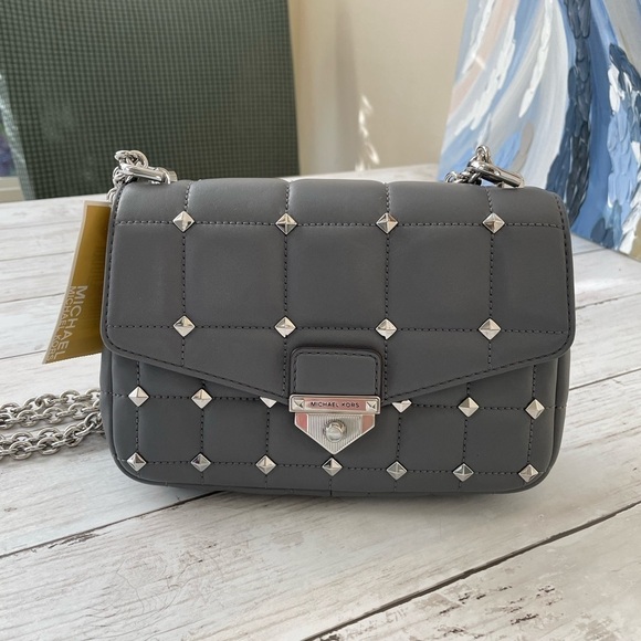 Michael Kors Soho Small Chain Heather Grey Leather Shoulder Bag NWT crossbody - Picture 3 of 8